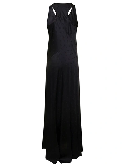 Shop Balenciaga Black Long Evening Dress With Logo Motif All-over In Viscose Woman