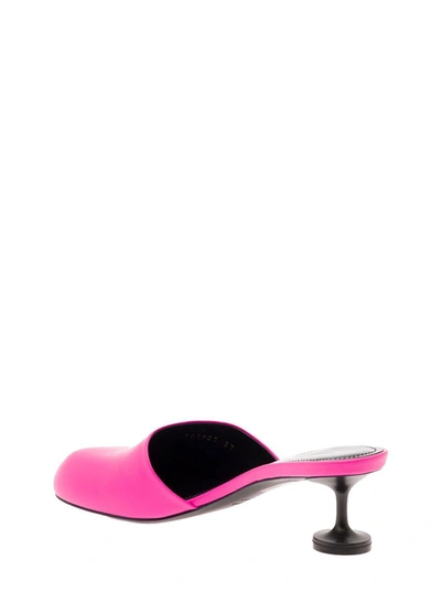 Shop Balenciaga Fluo Pink Lady Mule In Leather With Champagne Heel  Woman
