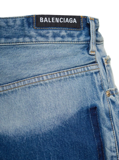 Shop Balenciaga Light Blue Mini-skirt With Patch Pockets And Raw Edge In Cotton Denim Woman