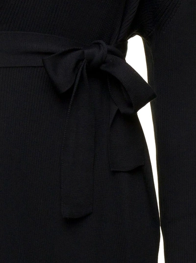 Shop Balenciaga Maxi Black Wrap Dress With Waist Belt In Silk Woman