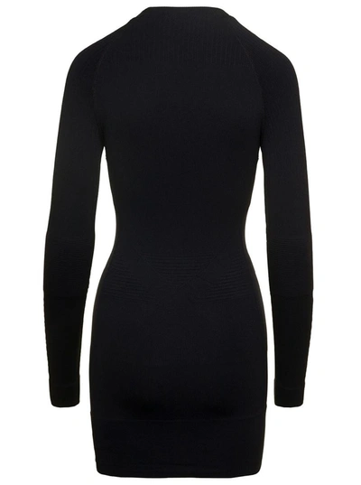 Shop Balenciaga Mini Tight Black Dress With Contrasting Logo Print At The Front In Stretch Polyamide Woman