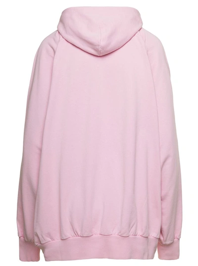 Shop Balenciaga Pink Oversized Hoodie With College-style Logo Print In Cotton Woman