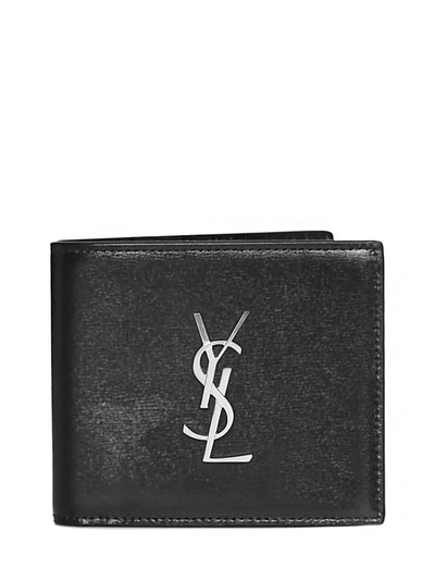 Shop Saint Laurent "east/west" Monogram Wallet In Black