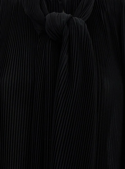 Shop Balenciaga Black Scarf Pleated Blouse In Technical Chiffon Woman