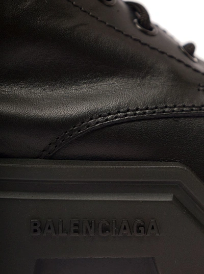 Shop Balenciaga 'bulldozer' Black Lace-up Boots With Toothed Rubber Outsole In Leather Woman