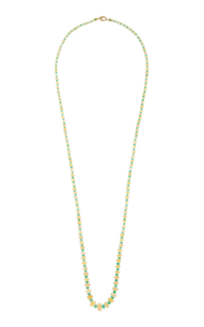 Shop Goshwara 18k Yellow Gold Opal And Emerald Necklace In Green