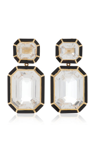 Shop Goshwara 18k Gold Crystal And Onyx Earrings In Black,white