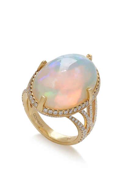 Shop Goshwara 18k Yellow Gold Opal And Diamond Ring In White