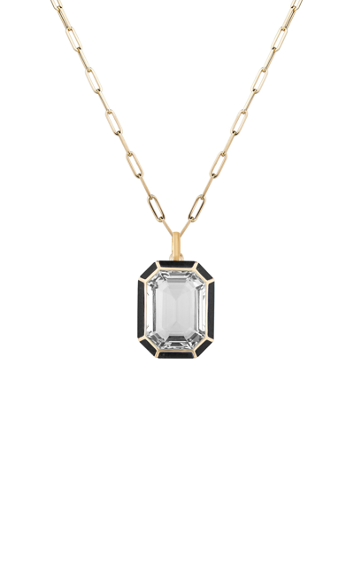 Shop Goshwara 18k Yellow Gold Crystal And Onyx Pendant Necklace In Black,white