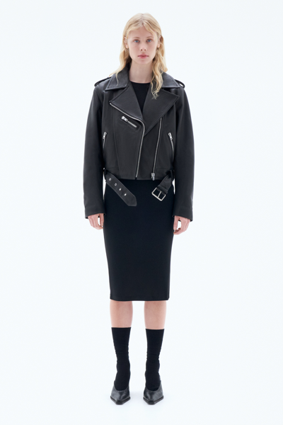 Shop Filippa K 93 Leather Biker Jacket In Black