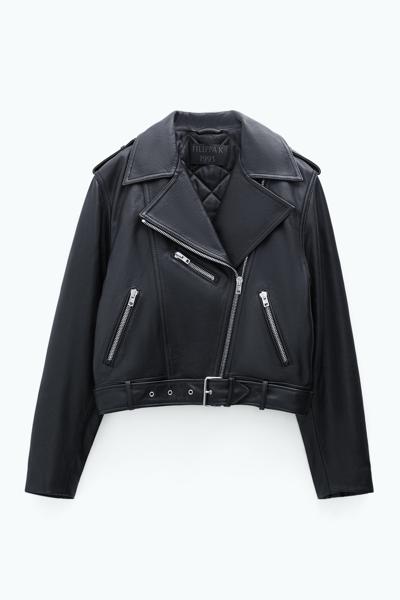 Shop Filippa K 93 Leather Biker Jacket In Black