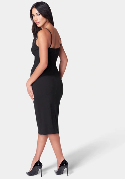 Bebe Rib Spaghetti Strap Maxi Dress In Black
