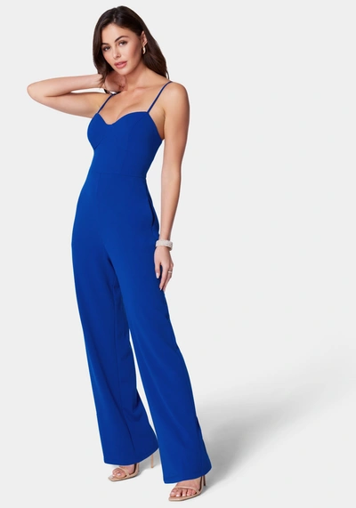 Bebe Strappy Core Jumpsuit In Cobalt