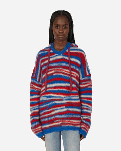 Shop Erl Oversized Hooded Sweater Red / In Blue
