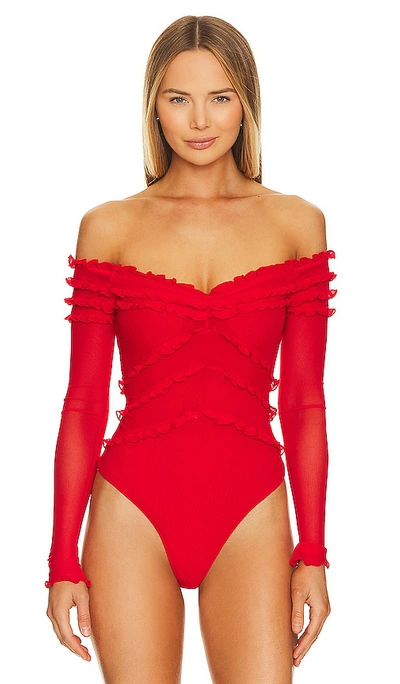 Majorelle Elise Bodysuit In Red