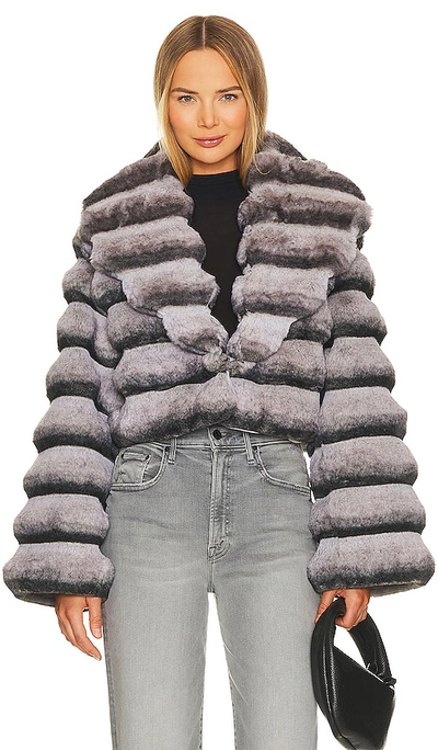 Adrienne Landau Faux Fur Chinchilla Jacket In Grey