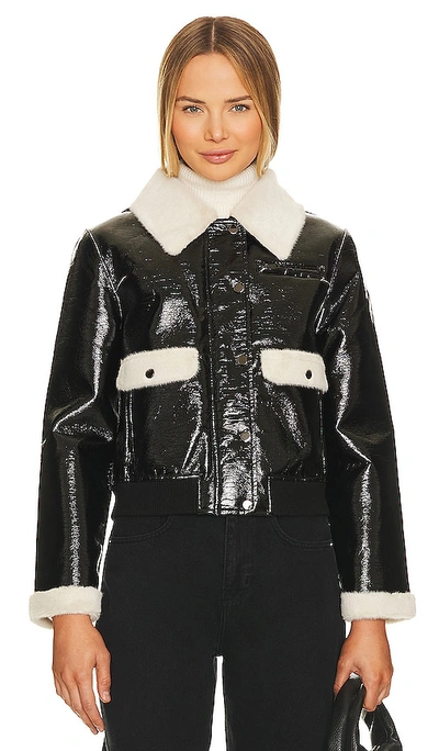 Shop Adrienne Landau Faux Mink Trimmed Jacket In Black