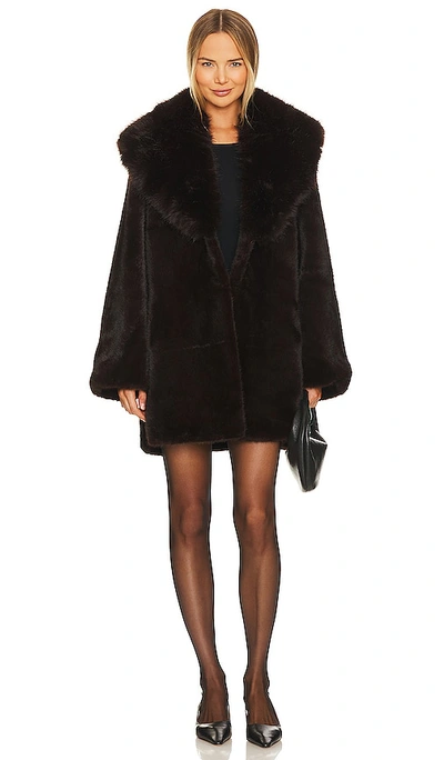 Adrienne Landau Faux Fox & Mink Coat In Brown