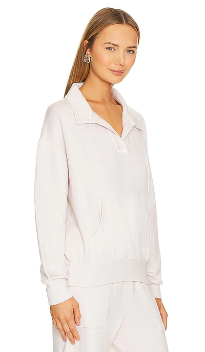 Monrow Fleece Polo In Cream
