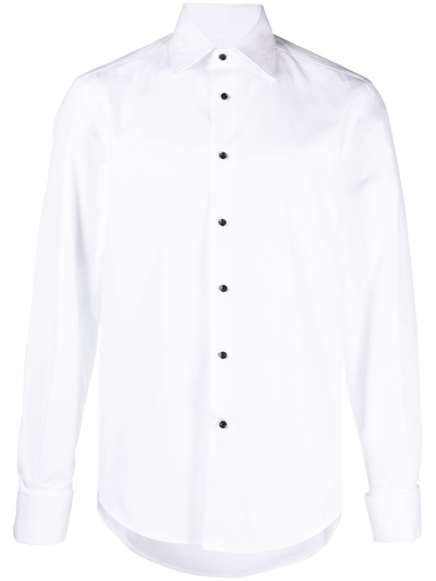 Shop Brunello Cucinelli Long-sleeve Cotton Shirt - Men's - Cotton In White