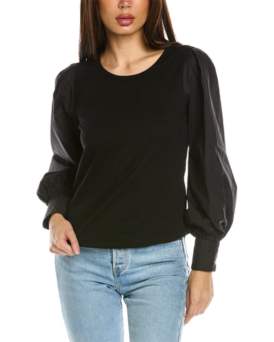Shop Design History Combo Puff Sleeve Blouse In Black