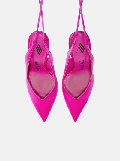 Attico Venus 105mm Satin Slingback Pumps In Fuchsia