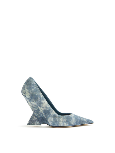 Shop Attico ''cheope'' Blue Denim Pump