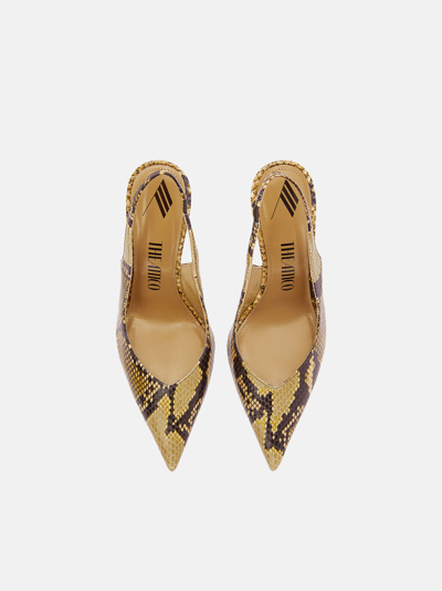 Attico Cheope Python-effect Leather Slingback Pumps In Sand And Black
