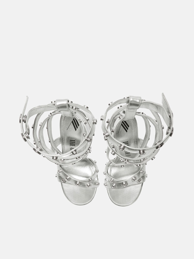 Shop Attico ''cosmo'' Silver Double Ankle Strap Sandal