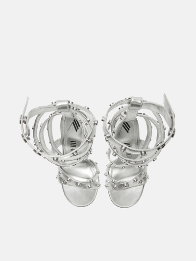 Attico Sandalo Ankle Double Strap ''cosmo'' Silver In Silver