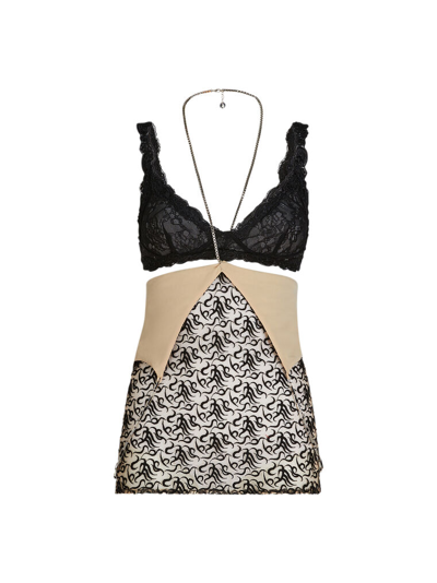 Attico Top Champagne E Black In Champagne/black