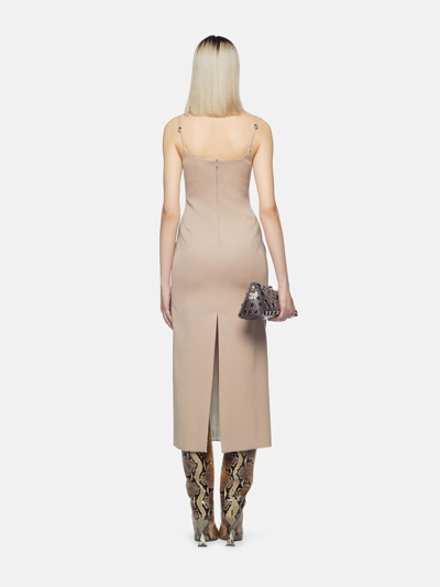 Attico Gabardine Midi Dress In Beige