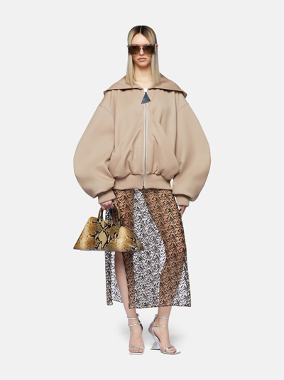 Attico Bomber Wool Gabardine Jacket In Beige