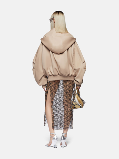 Attico Bomber Wool Gabardine Jacket In Beige