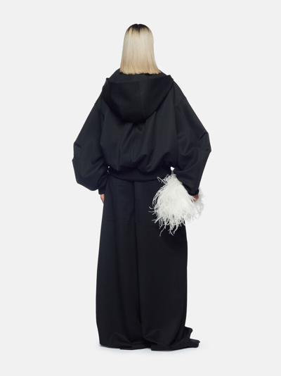 Attico Oversized Black Hooded Bomber Jacket In Black