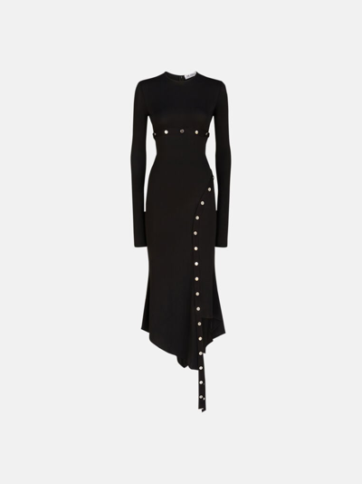 Attico Asymmetric Dress With Snap Buttons In Black