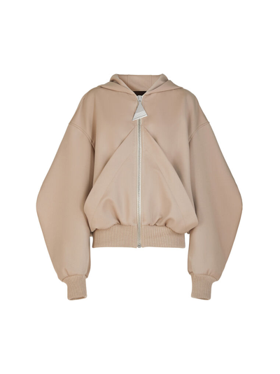 Attico Bomber Wool Gabardine Jacket In Beige