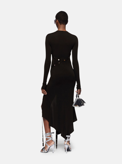 Attico Asymmetric Dress With Snap Buttons In Black