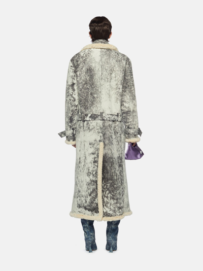 Attico Milk And Dark Grey Long Coat In Dark Grey/milk