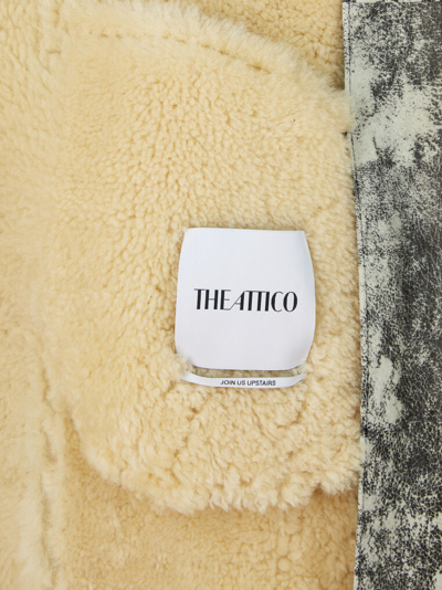Attico Milk And Dark Grey Long Coat In Dark Grey/milk