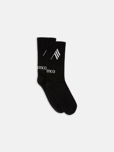 Shop Attico Black And Milk Short Length Socks In Black/milk