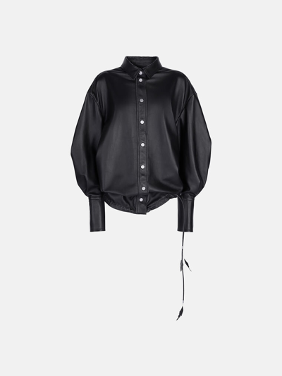 Shop Attico The  Outerwear Gend - Black Short Coat Black Main Fabric: 100% Lamb Leather (ovis Aries Aries)