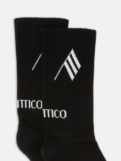 Shop Attico Black And Milk Short Length Socks In Black/milk