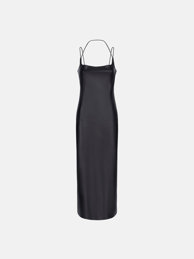 Shop Attico The  Dresses Gend - Black Midi Dress Black Main Fabric: 100% Lamb Leather (ovis Aries Aries) D