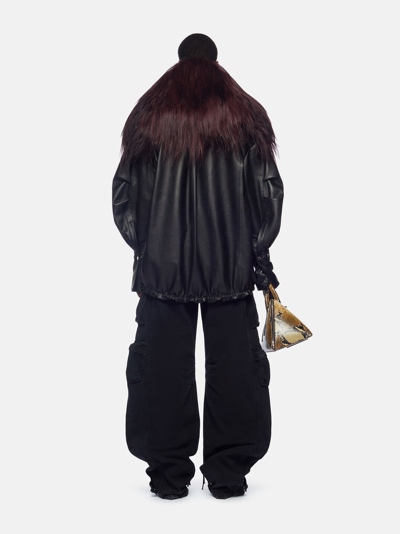 Shop Attico The  Outerwear Gend - Black Short Coat Black Main Fabric: 100% Lamb Leather (ovis Aries Aries)