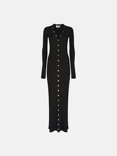 Attico Black Viscose Long Cardigan In Black
