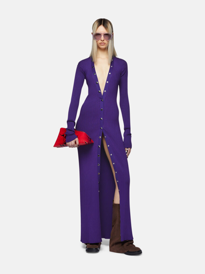 Shop Attico The  Dresses Gend - Purple Cardigan Purple Main Fabric: 50% Viscose 50% Polyester