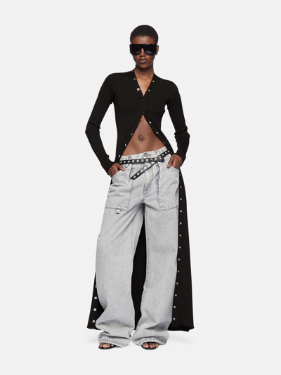 Attico Black Viscose Long Cardigan In Black