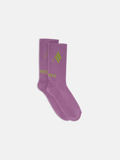 Shop Attico Violet And Light Green Short Length Socks In Violet/light Green