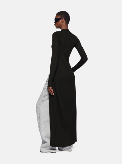 Attico Black Viscose Long Cardigan In Black